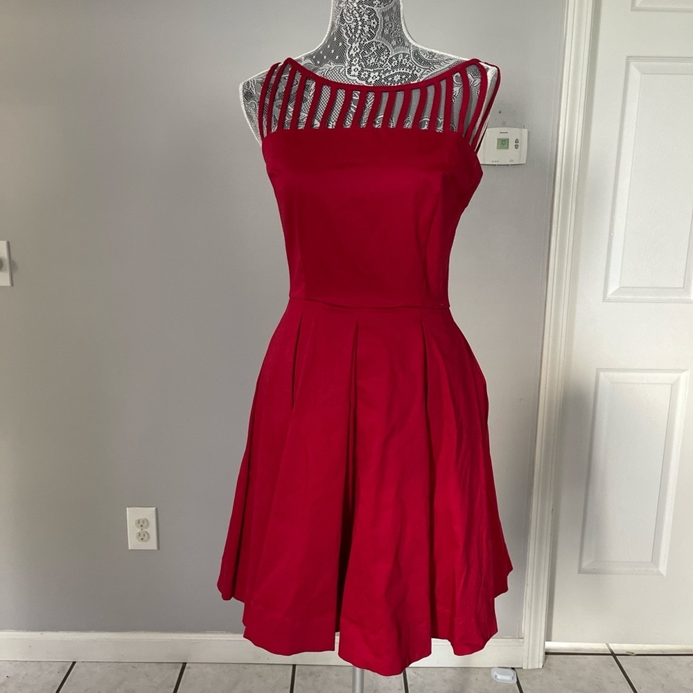 Trashy Diva Red Midi Dress with Strappy Neckline